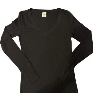 PINK Victoria's Secret Black Fitted Long Sleeve T-Shirt